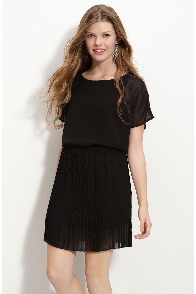 Lush Crystal Pleat Kimono Dress, Main, color, BLACK