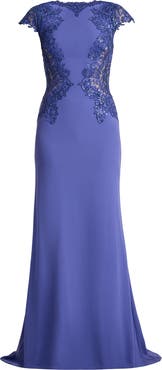 Tadashi Shoji Embroidered Detail Cotton Blend Body-Con Gown