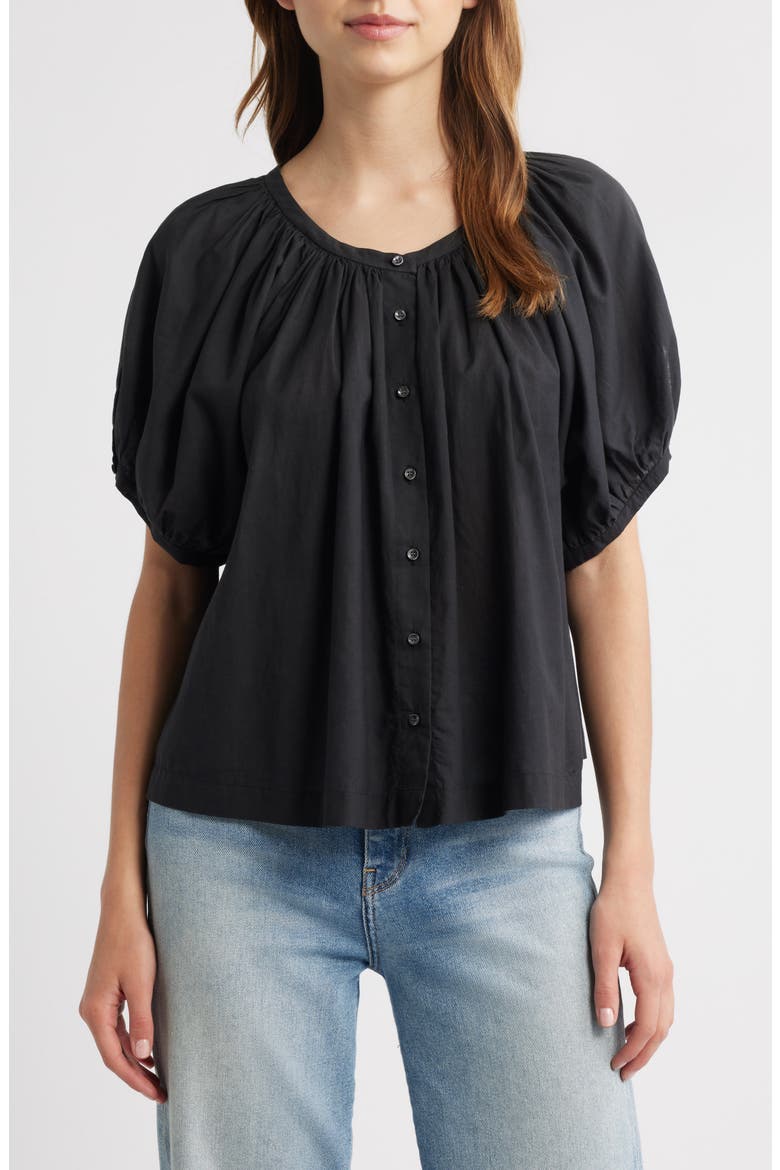 June Gingham Organic Cotton Top, Alternate, color, BLACK