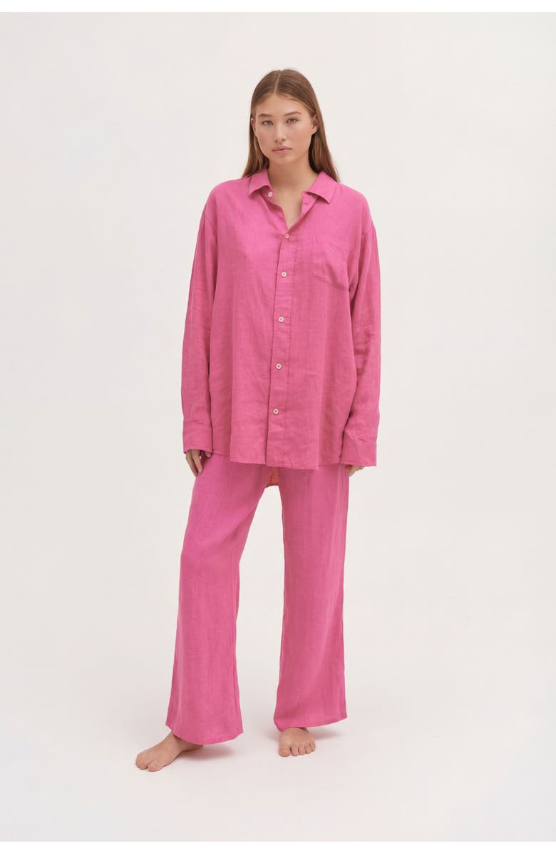 Desmond & Dempsey Lounge Pajama Shirt, Alternate, color, Pink