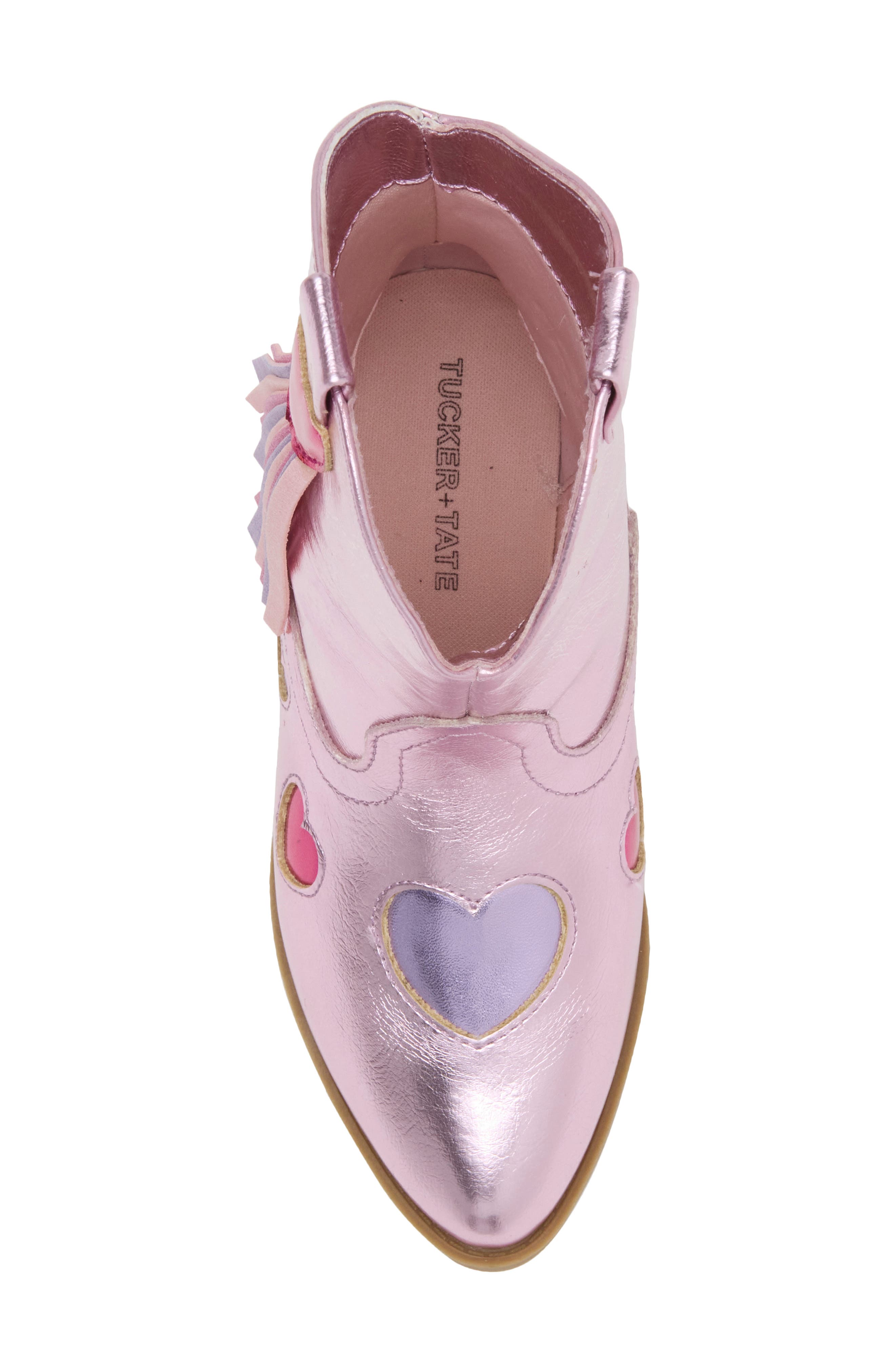 Kids' Cara Heart Faux Leather Western Boot, Alternate, color, PINK METALLIC