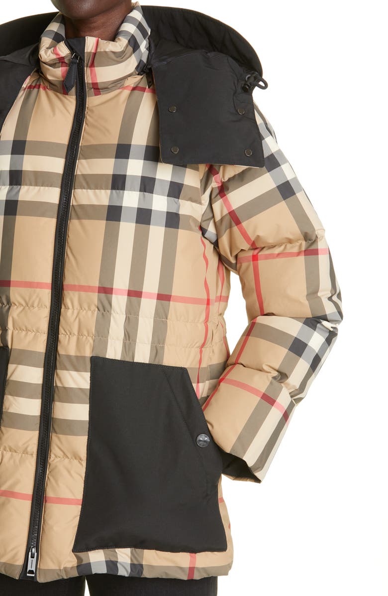 Burberry Broadwas Check Down Puffer Jacket with Removable Hood, Alternate, color, 