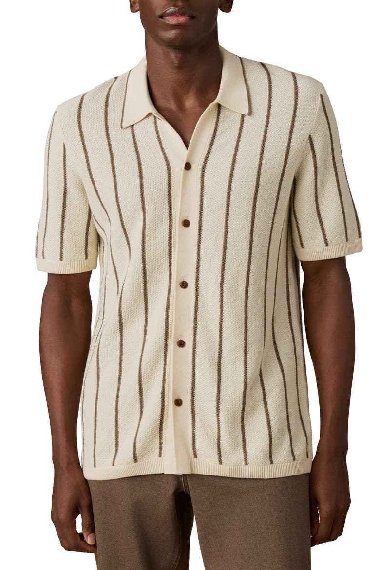 Stripe Sweater Shirt, Main, color, CREAM WALNUT STRIPE