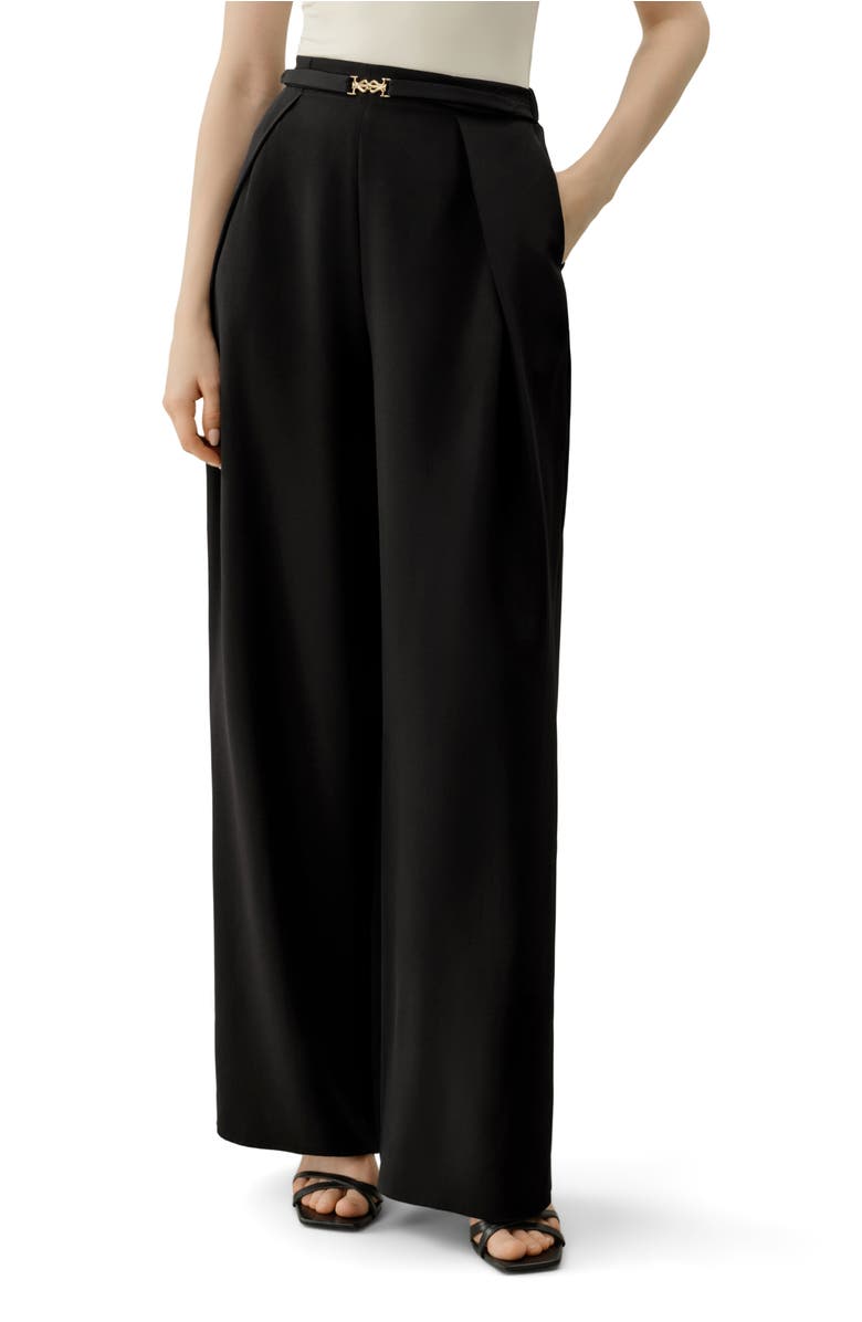 Lilysilk Stretch Heavy-Weight Crepe Wide-Leg Pant, Main, color, Black