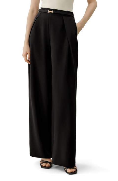 Stretch Heavy-Weight Crepe Wide-Leg Pant