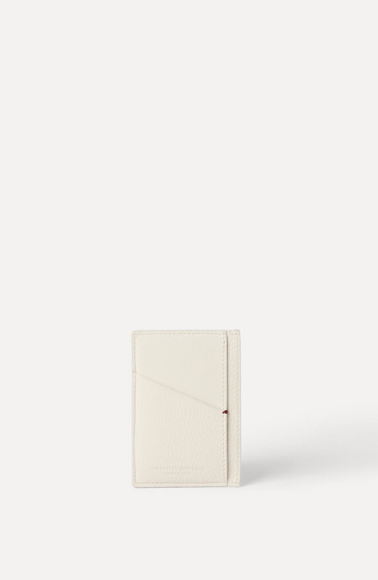 Brunello Cucinelli Calfskin card case, Alternate, color, Chalk