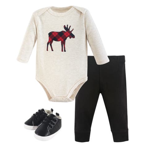 Three-Piece Long-Sleeve Bodysuit Outfit with Pants and Footwear