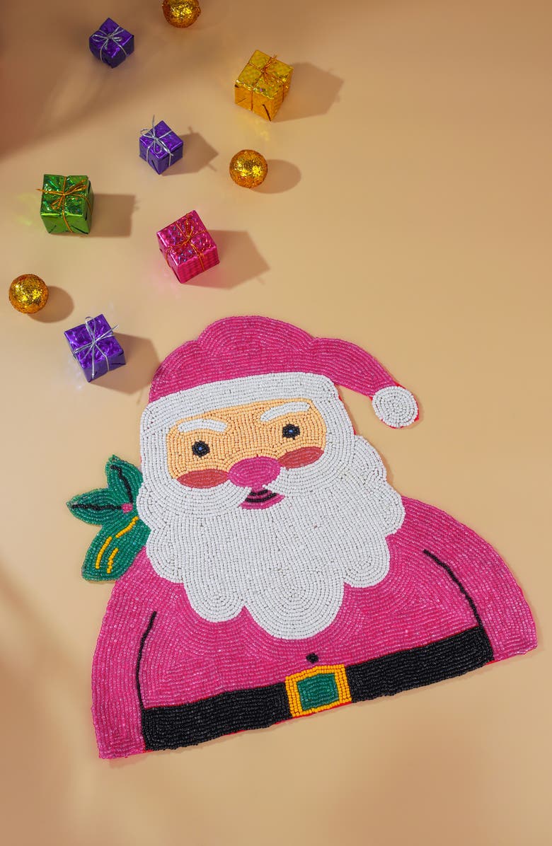 Tiramisu Pink Santa Beaded Placemat, Alternate, color, Pink