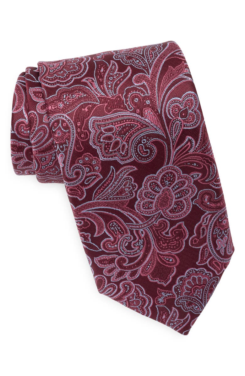Michael Kors Surmer Paisley Tie, Main, color, Burgundy