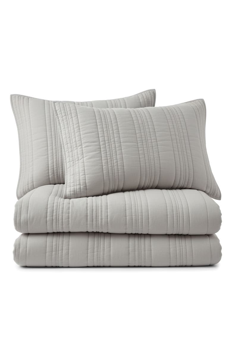 STONE COTTAGE Whitehills 144 Thread Count Cotton Quilt Set, Main, color, Grey