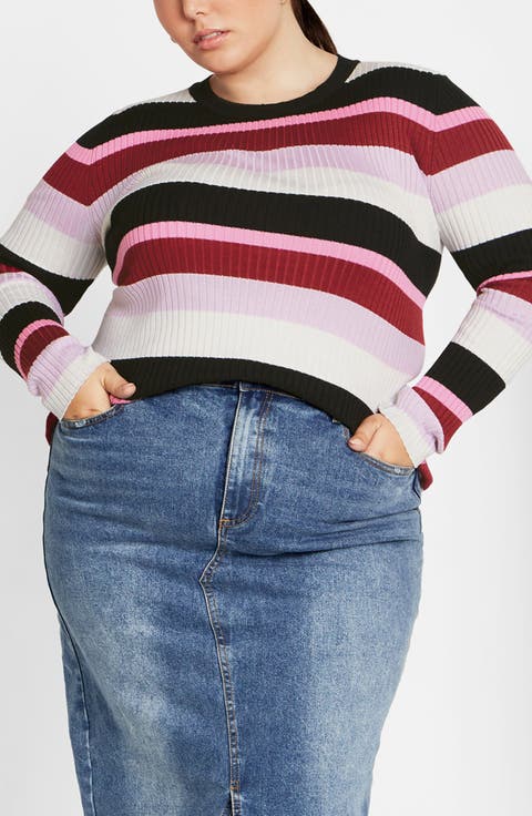 Raelyn Rib Stripe Sweater (Plus)