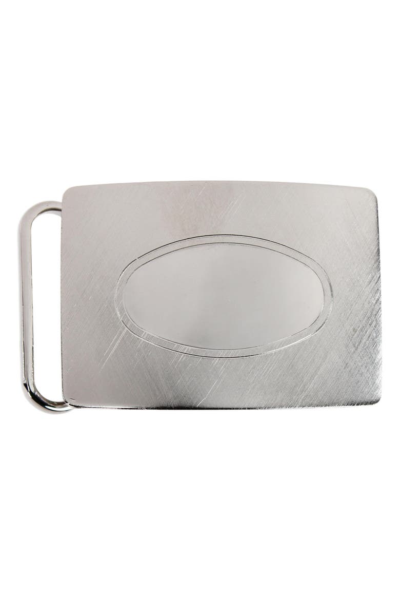 Trafalgar 30mm Oval Signet Brass Based Compression Belt Buckle, Main, color, Silver