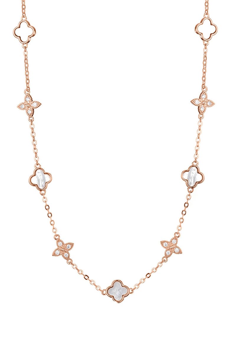 Adornia Clover Stud Earrings & Station Necklace Set, Alternate, color, Gold