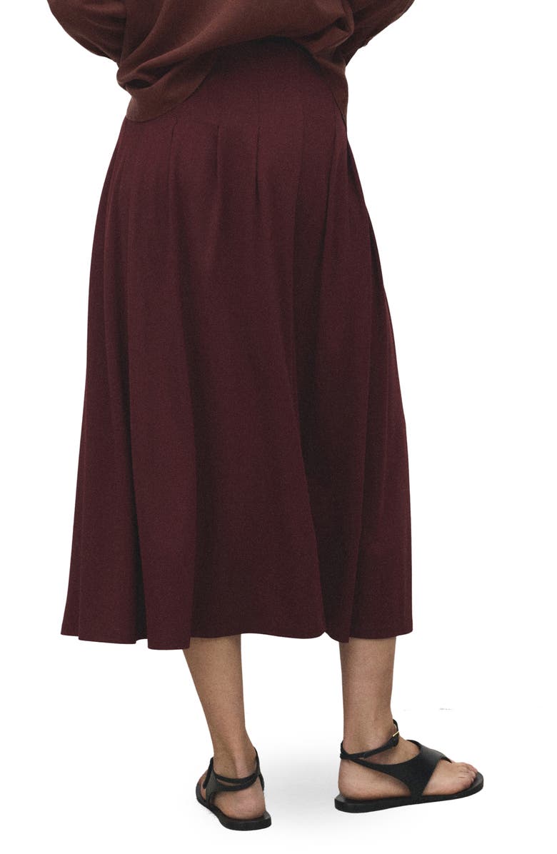 MANGO Plank Pleat Midi Skirt, Alternate, color, Burgundy