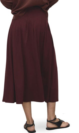 Pleated A-Line Midi Skirt