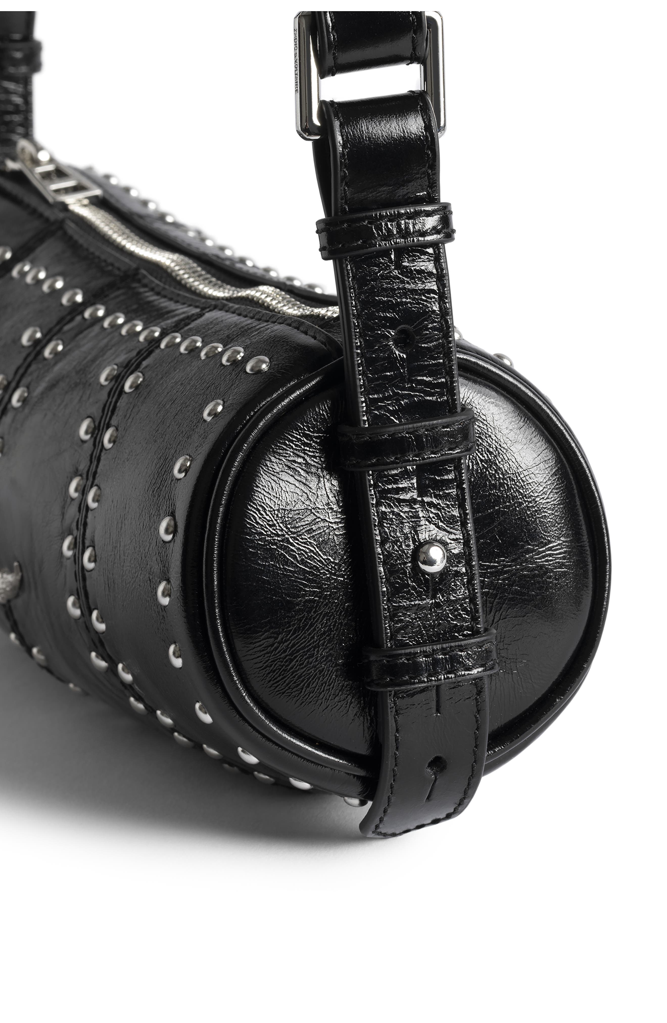 Zadig & Voltaire Le Roudoudou Studded Shoulder Bag, Alternate, color, Black