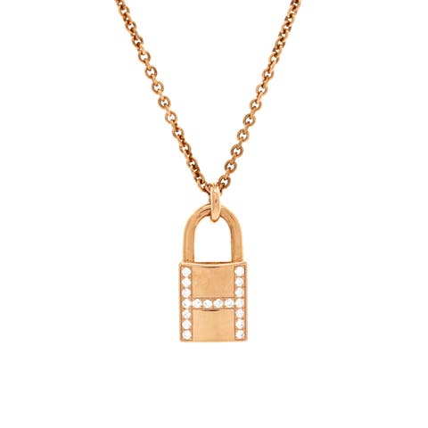 Amulettes Cadenas Pendant Necklace 18K Rose Gold with Diamonds