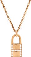 Pre-Owned Hermes Amulettes Cadenas Pendant Necklace 18K Rose Gold with Diamonds