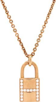 Pre-Owned Hermes Amulettes Cadenas Pendant Necklace 18K Rose Gold with Diamonds