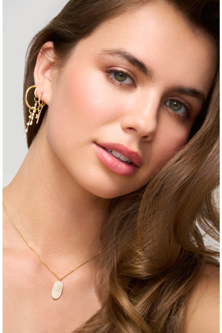 Mika Diamond Pavé Oval Pendant Necklace, Alternate, color, 18K YELLOW GOLD