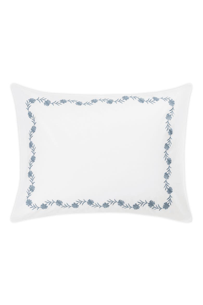 Daphne Floral Embroidered Sham, Main, color, HAZY BLUE