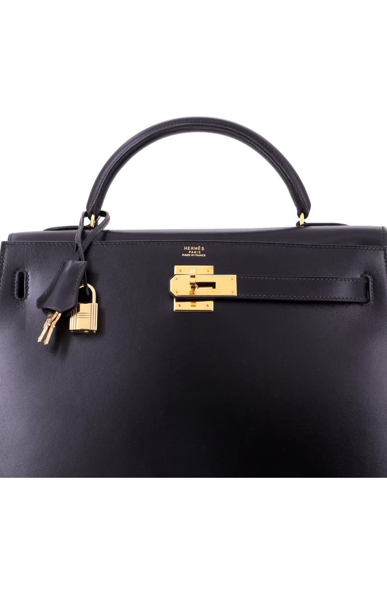 Pre-Owned Hermes Kelly Handbag Black Box Calf with Gold Hardware 32, Alternate, color, Noir
