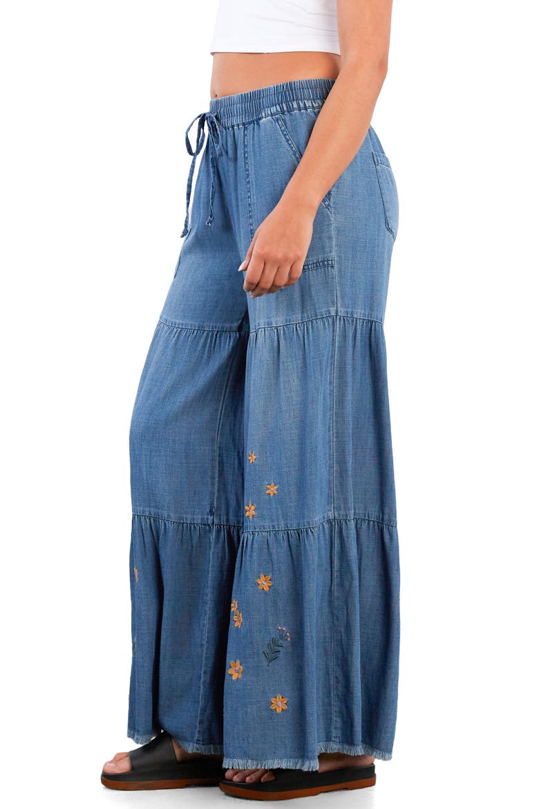 Prettier in Person Tiered Wide Leg Denim Pants, Alternate, color, DENIM
