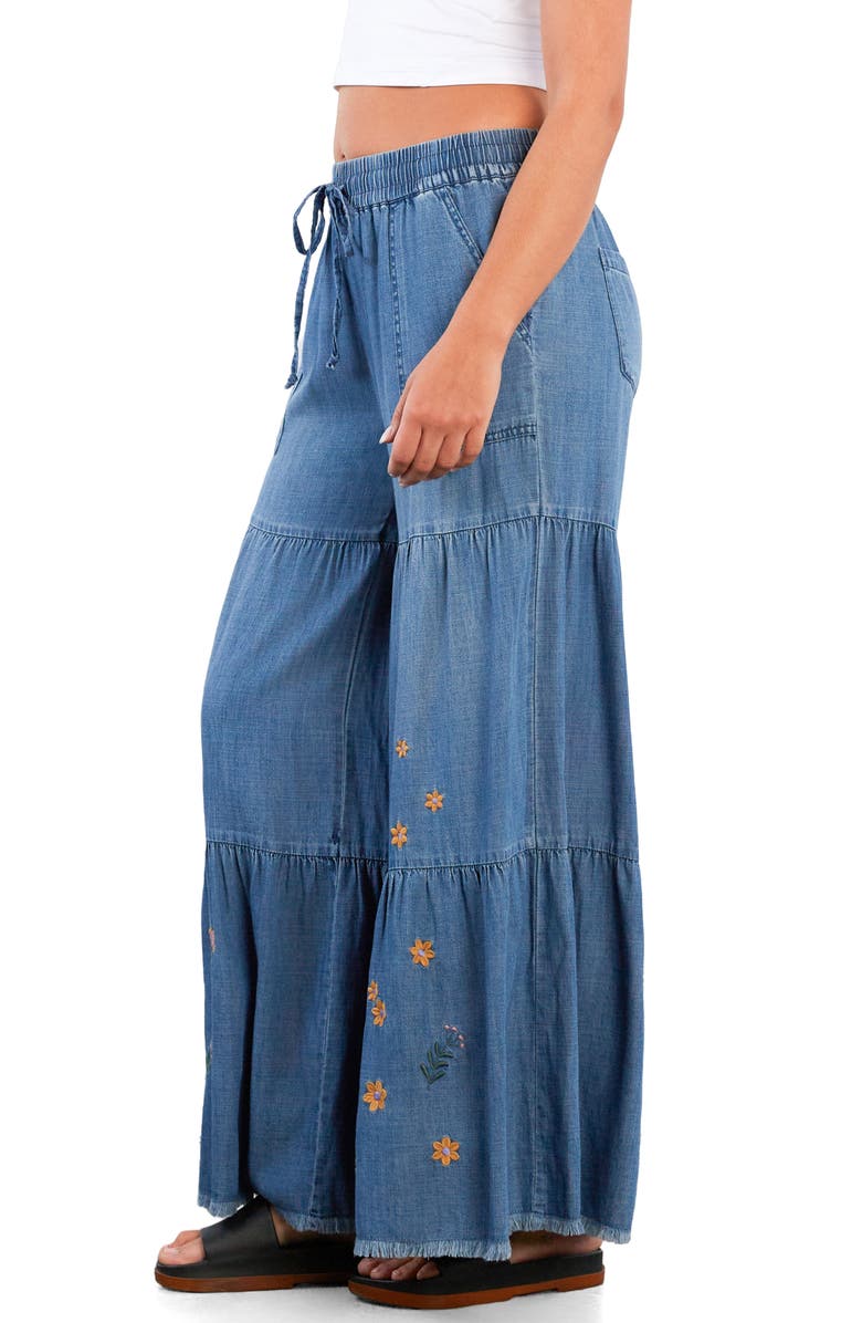 Billy T Prettier in Person Tiered Wide Leg Denim Pants, Alternate, color, Denim