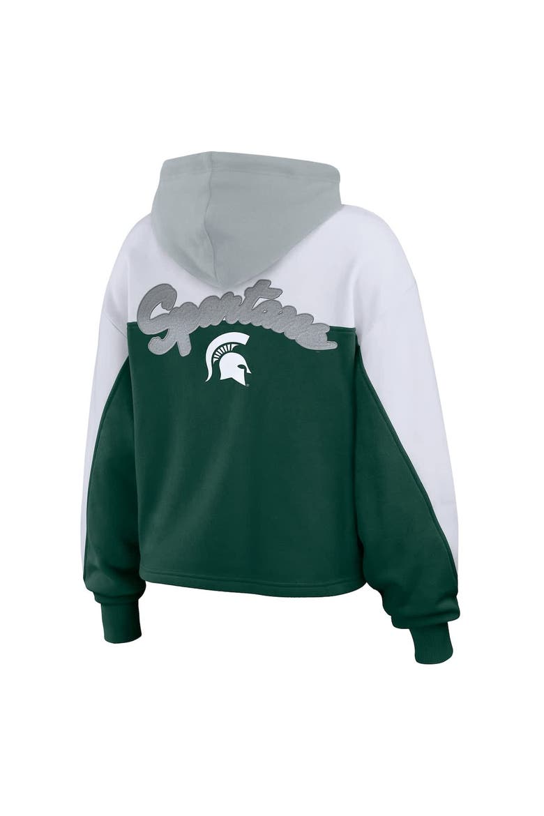 Women's WEAR by Erin Andrews Green Michigan State Spartans Color-Block Full-Zip Hoodie, Alternate, color, Green