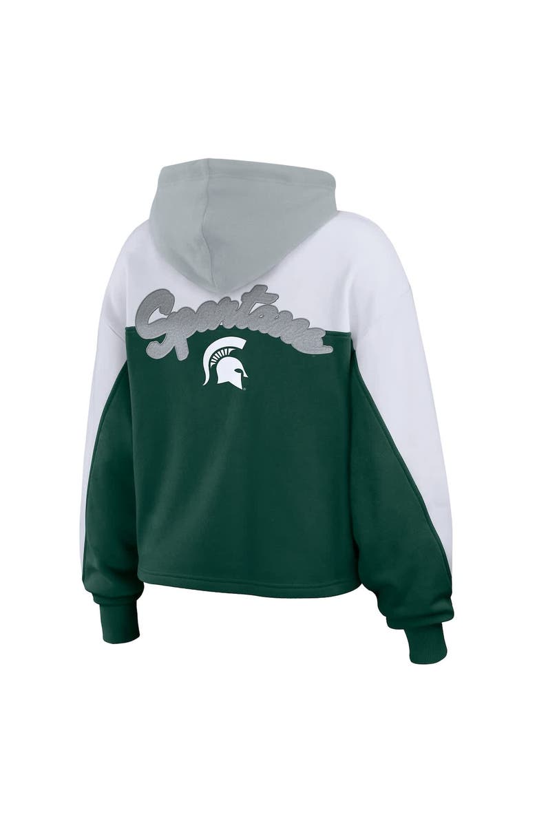 WEAR by Erin Andrews Women's WEAR by Erin Andrews Green Michigan State Spartans Color-Block Full-Zip Hoodie, Alternate, color, Green