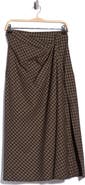 JASON WU Plaid Draped Cotton Midi Skirt