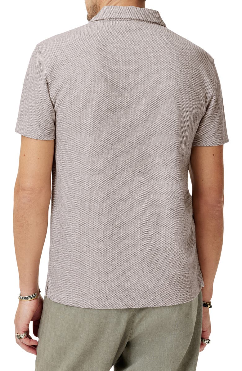 John Varvatos Meira Regular Fit Bird's Eye Zip Polo, Alternate, color, Fossil Grey
