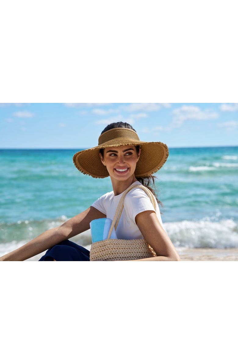 Coolibar Frayed Rolled Visor, UPF 50+ Sun Protection, Alternate, color, Toast Brown