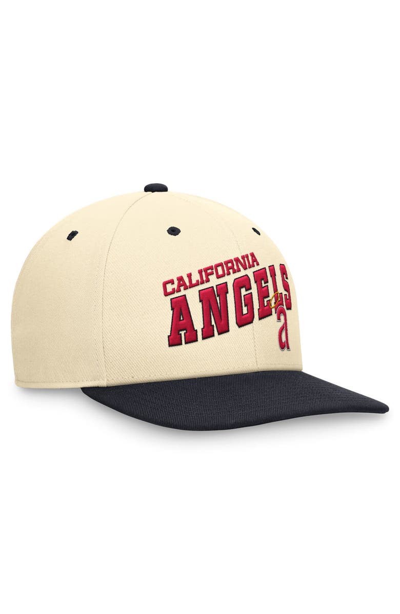 Nike Men's Nike Cream/Navy California Angels Rewind Cooperstown Collection Performance Snapback Hat, Alternate, color, 