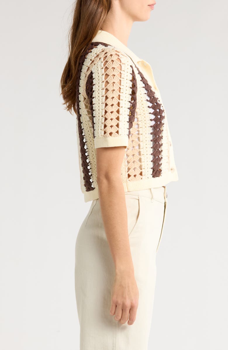 Reiss Roni Collar Crochet Cardigan, Alternate, color, Cream/ Brown