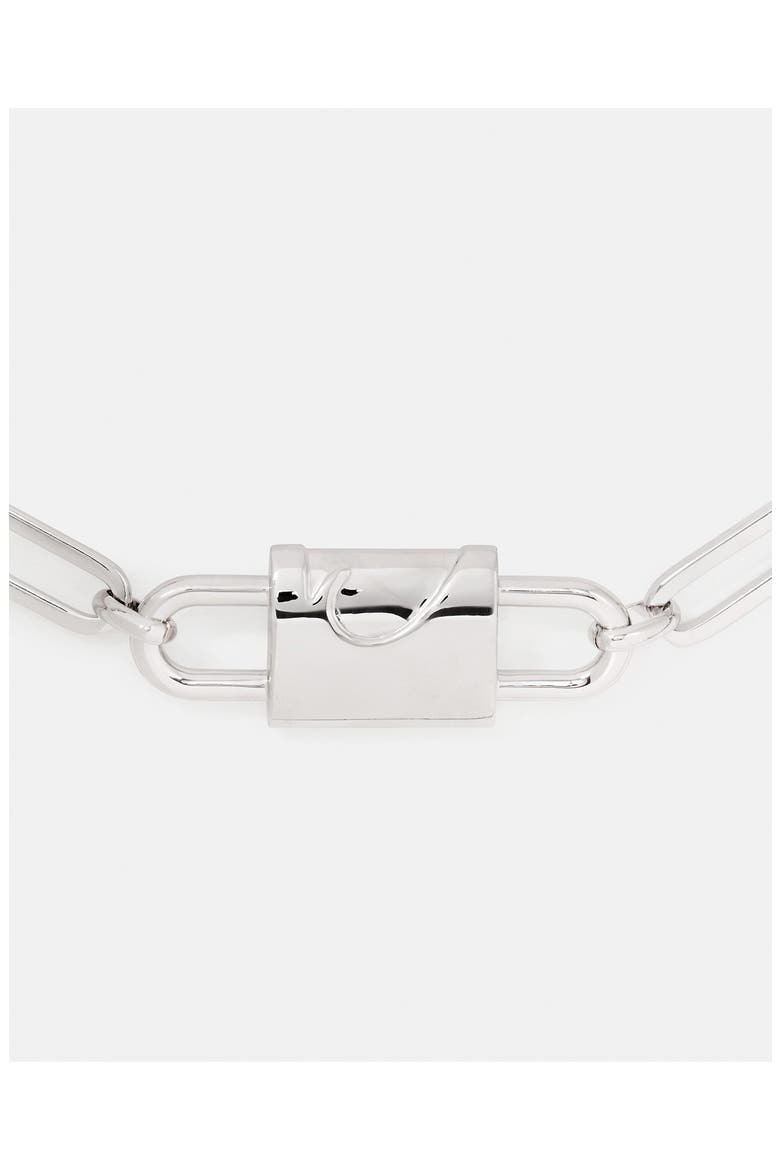 Padlock Paperclip Chain Necklace, Alternate, color, SILVER