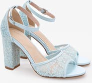 Kailee P Faith Crochet Lace Block Heel Sandals with Ankle Strap