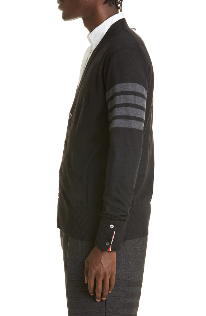 Thom Browne 4-Bar Merino Wool Cardigan, Alternate, color,