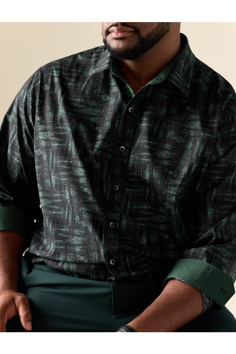 Big & Tall Brush Stroke Sport Shirt, Alternate, color, BLACK