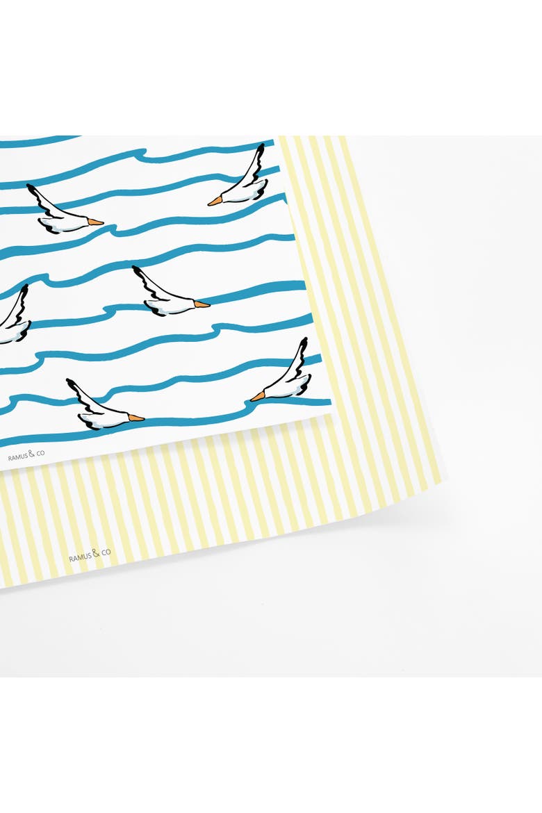 Eight Sheets Two-Sided "Seagulls and Waves" Heavyweight Gift Wrap, Alternate, color, Multicolored