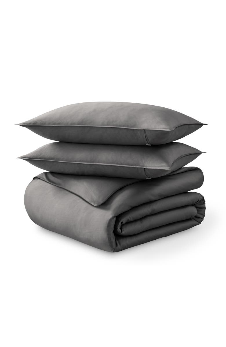 Bare Home 400 Thread Count Organic Cotton Sateen Duvet Cover and Sham Set, Main, color, Grey