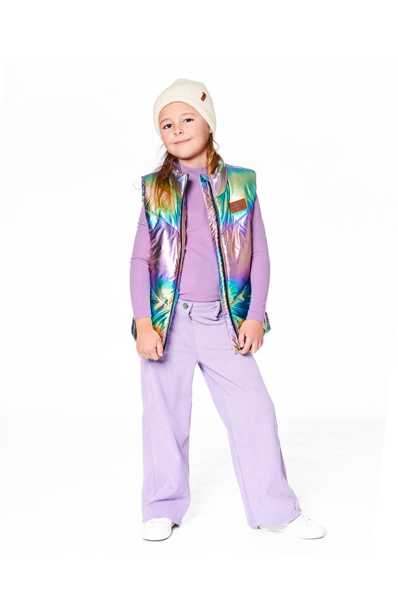 Deux par Deux Quilted Mid-Season Sleeveless Vest Metallic Multicolor, Alternate, color,