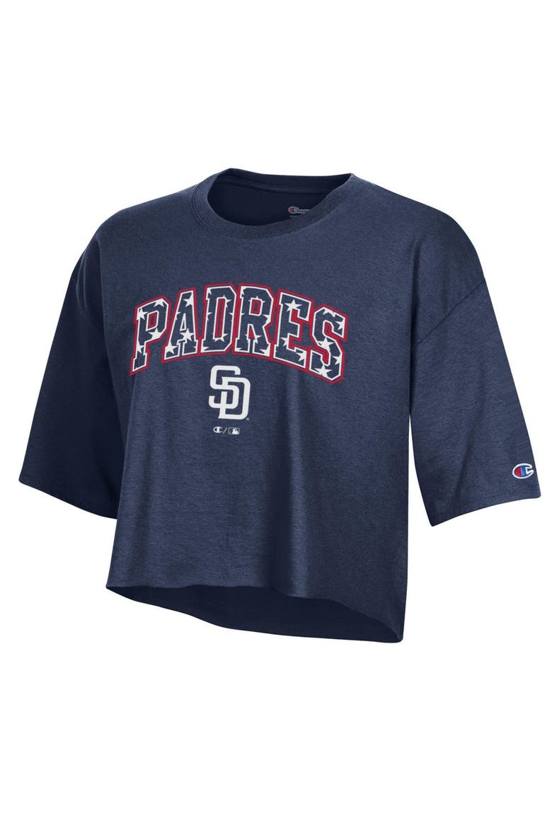 Women's Champion  Navy San Diego Padres Boyfriend Cropped Americana T-Shirt, Main, color, Navy