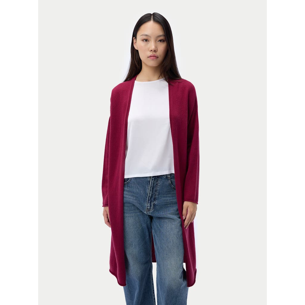 Gobi Mongolian Cashmere 3d Longline Cardigan In Pink
