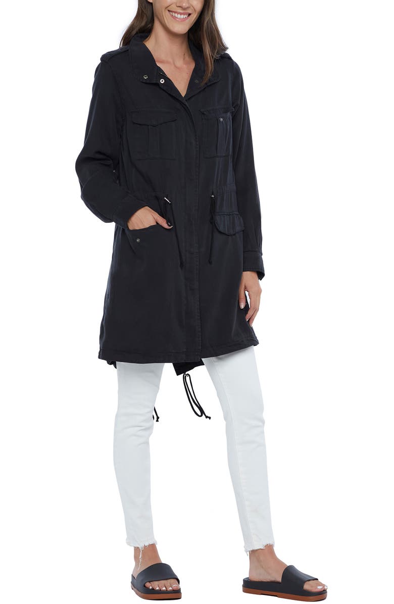 Wash Lab Denim Road Trim Split Hem Zip-Up Jacket, Alternate, color, Vintage Black