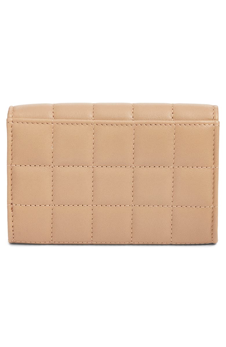 Saint Laurent Small Cassandre Matelassé Carré Leather Envelope Wallet, Alternate, color, Dark Toffee