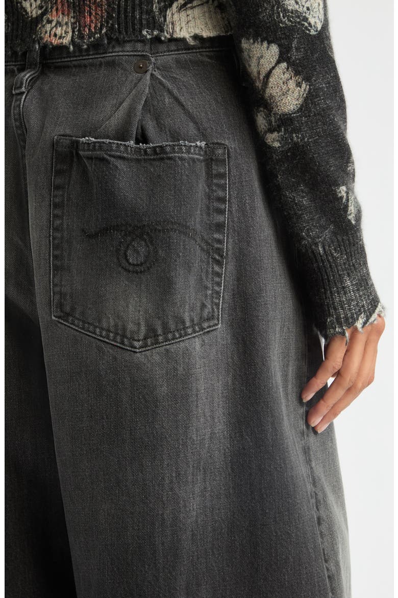 Pleated Waistband Wide Leg Jeans, Alternate, color, WILSON BLACK