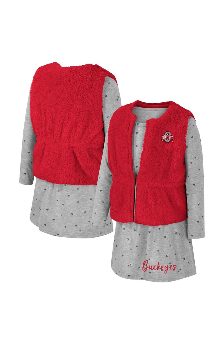 COLOSSEUM Girls Toddler Colosseum Scarlet Ohio State Buckeyes Meowing Vest & Dress Set, Main, color, Scarlet
