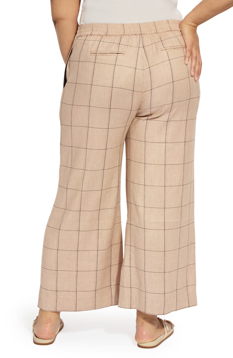 Lysse Nixie Drawstring Linen Blend Wide Leg Pants, Alternate, color, Isla Check