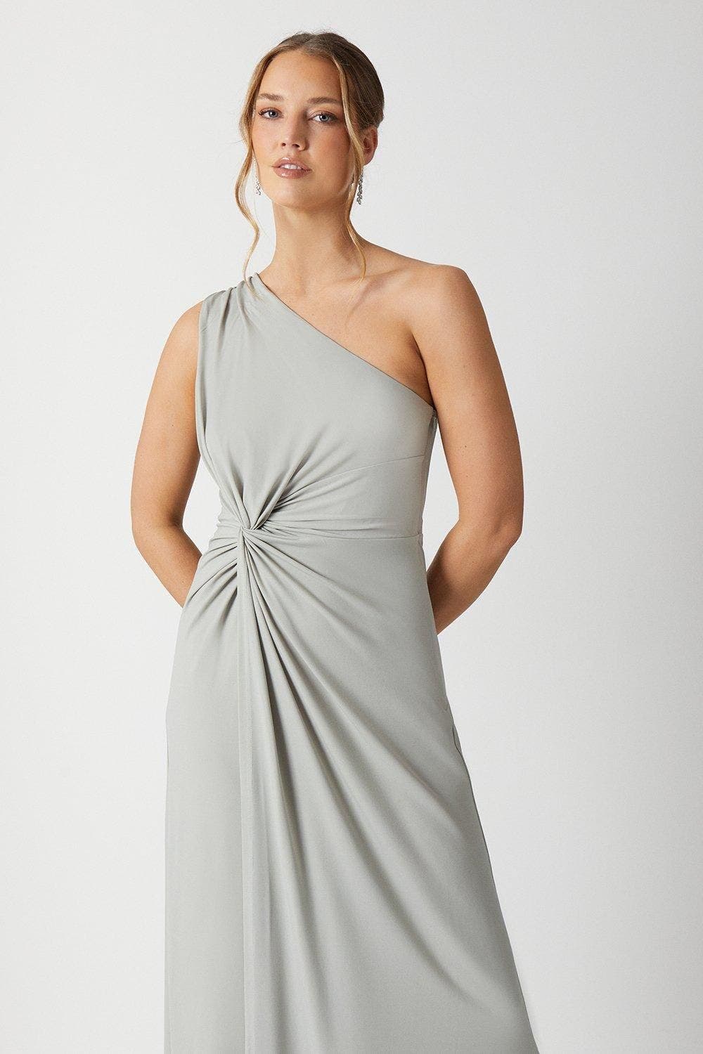 Twist One Shoulder Jersey Dress - image 2
